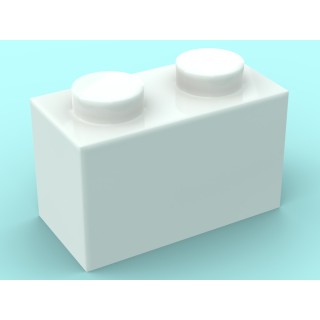 Lego alternative Q-Bricks Teil 3004 - Stein 1 x 2 - Weiß