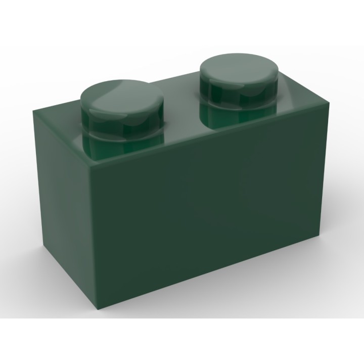 Lego alternative Q-Bricks Teil 3004 - Stein 1 x 2 - Dunkel Grün