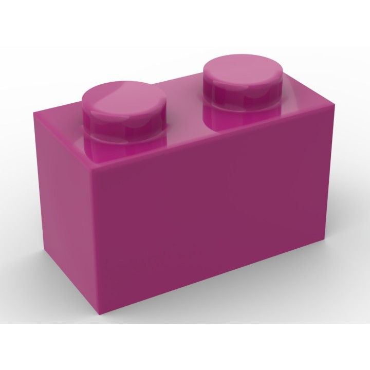 Lego alternative Q-Bricks Teil 3004 - Stein 1 x 2 - Magenta Rot
