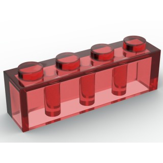 Lego alternative Q-Bricks Teil 3010 - Stein 1 x 4 - Transparent Rot