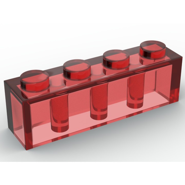Lego alternative Q-Bricks Teil 3010 - Stein 1 x 4 - Transparent Rot