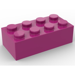 Lego alternative Q-Bricks Teil 3001 - Stein 2 x 4 - Magenta Rot